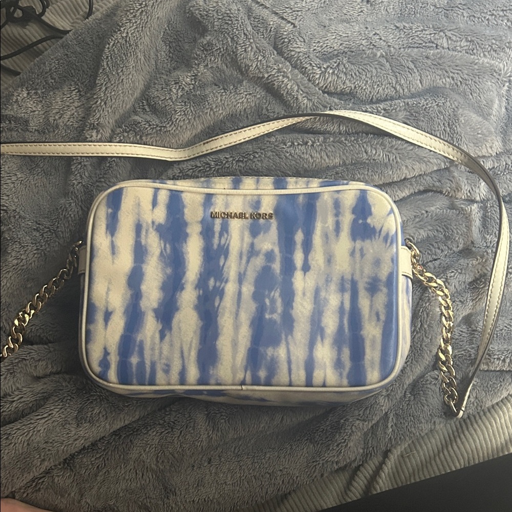Michael Kors Tie-Dye Blue and Cream Crossbody Bag